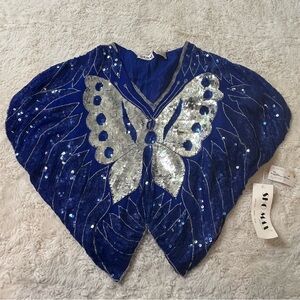 Vintage Silk Butterfly Sequin Beaded Top Shomax Women’s One Size Sparkle New!